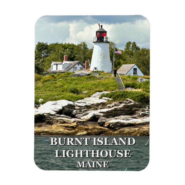 Burnt Island Lighthouse, Maine Foto Magnet (Vertikal)