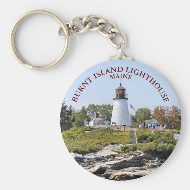 Burnt Island Lighthouse, Maine Keyring Schlüsselanhänger (Vorne)