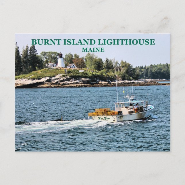 Burnt Island Lighthouse, Maine Postcard Postkarte (Vorderseite)