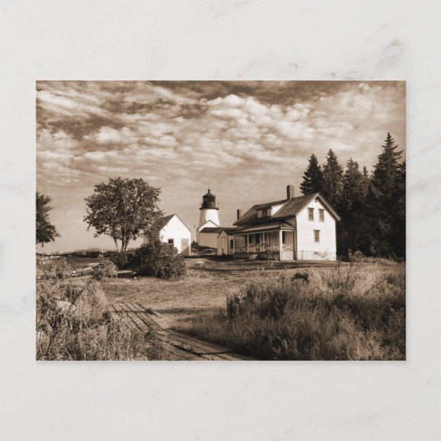 Burnt Island Lighthouse Maine-Postcard Postkarte (Vorderseite)