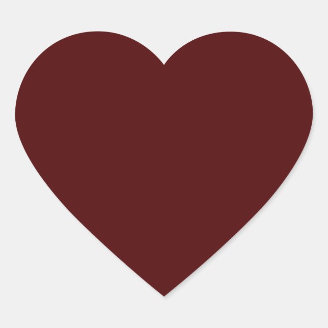 Burnt Maroon (Vollfarbe) Herz-Aufkleber (Vorderseite)