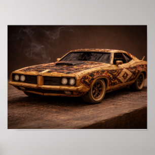 Burnt Match Vintage Muscle Car — Texturiertes Post Poster