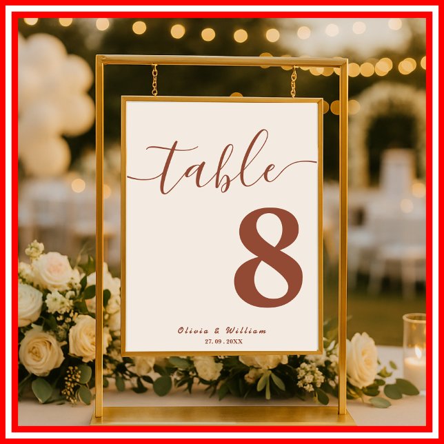 Burnt Orang Boho Wildblumen Hochzeit Tischnummer Poster (Von Creator hochgeladen)