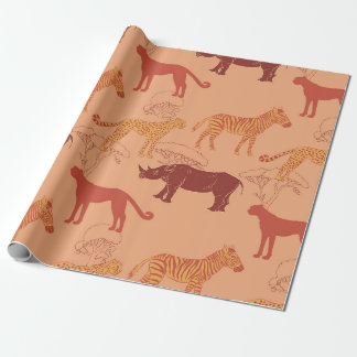 Burnt Orange afrikanische Tiere Geschenkpapier