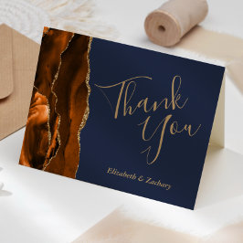 Burnt Orange Agate Gold Navy Hochzeit Vielen Dank Karte
