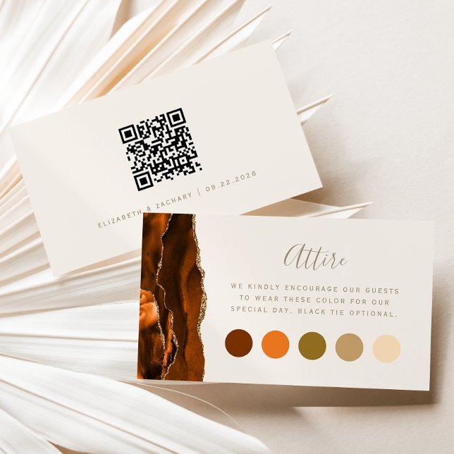Burnt Orange Agate Ivory Wedding Kleid Code Begleitkarte (Von Creator hochgeladen)