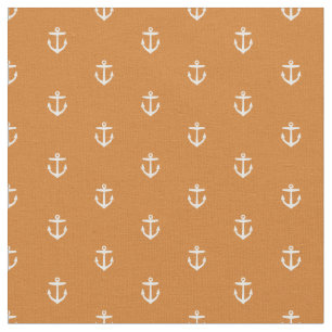 Burnt Orange Anchor Print Stoff
