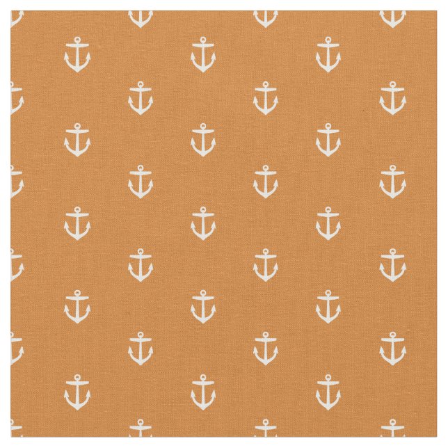 Burnt Orange Anchor Print Stoff (Nahaufnahme)