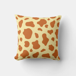 Burnt Orange and Light Yellow Cow Print Decorative Kissen