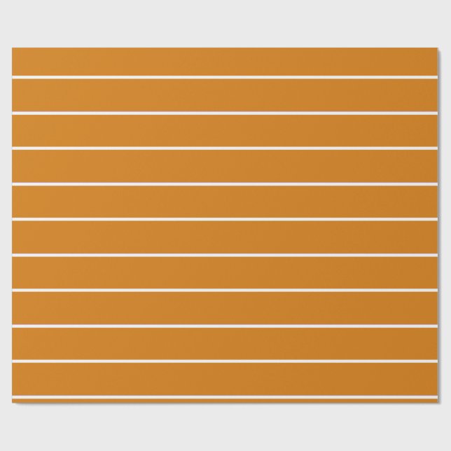 Burnt Orange and White Stripe Wrapping Paper Geschenkpapier (Flach)