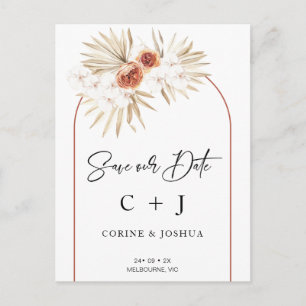 Burnt Orange Arch Dry Floral Save the Date  Postkarte