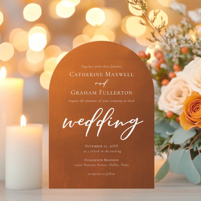 Burnt Orange Arch Rustikale Bohemische Hochzeit Einladung (Von Creator hochgeladen)