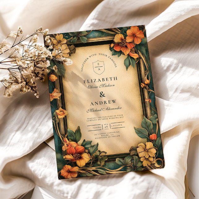 Burnt Orange Art Nouveau Wedding Einladung (Von Creator hochgeladen)