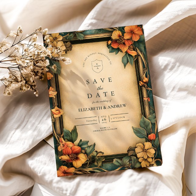 Burnt Orange Art Nouveau Wedding Save The Date (Von Creator hochgeladen)