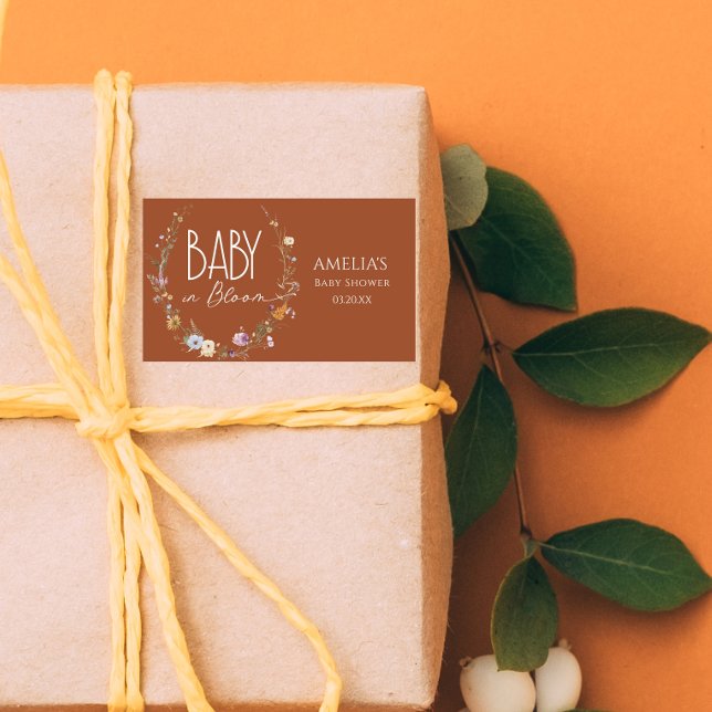 Burnt Orange Autumn Baby Showaufkleber Rechteckiger Aufkleber (Von Creator hochgeladen)