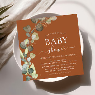 Burnt Orange Baby Shower Greenery Eucalyptus Einladung