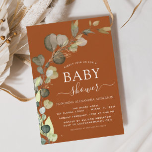 Burnt Orange Baby Shower Greenery Eucalyptus Einladung