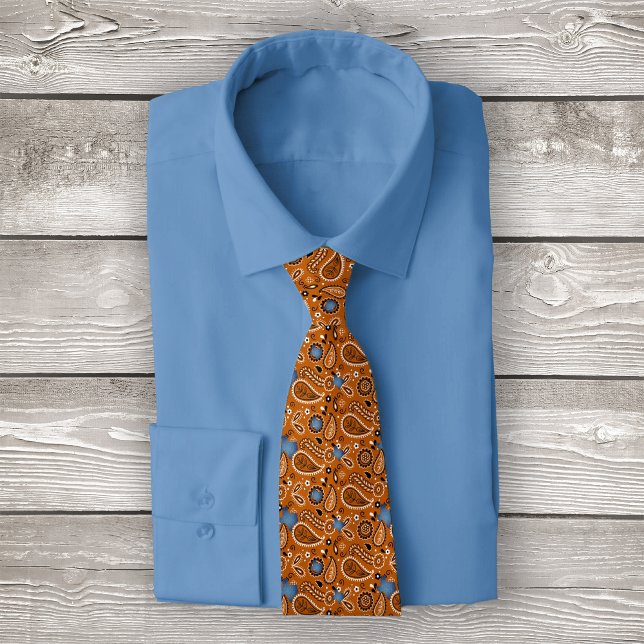 Burnt Orange Bandana und Denim Texas Neck Tie Krawatte (Von Creator hochgeladen)