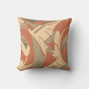 Burnt Orange Beige Taupe Swirling Lush Leaf Mosaik Kissen