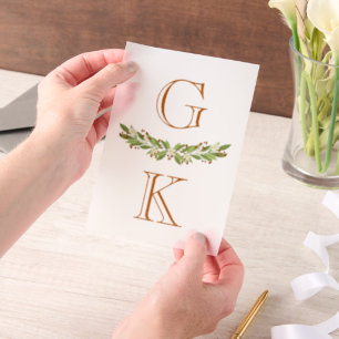 Burnt Orange Berry Sprigs Monogram Wedding Overlay