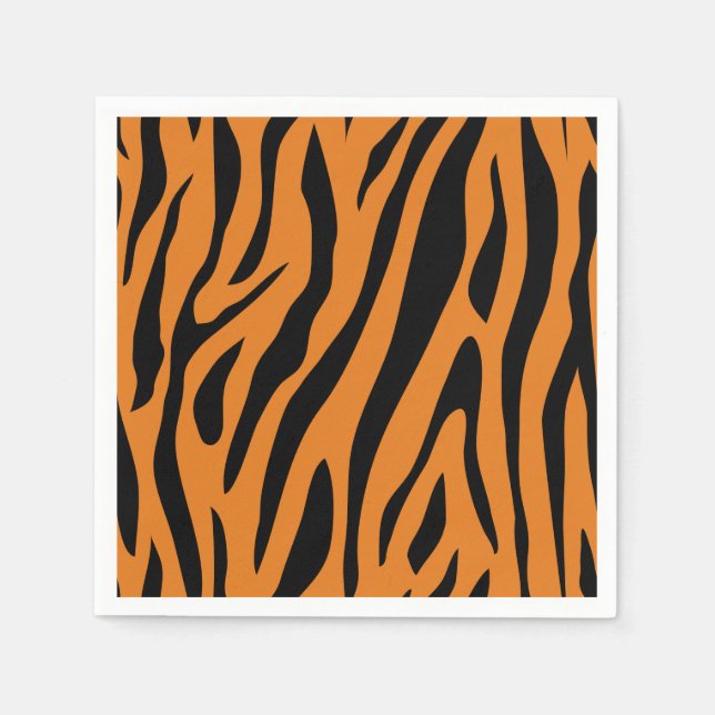 Burnt Orange& Black Tiger Stripes Animal Print  Serviette (Vorderseite)