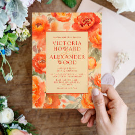 Burnt Orange Blume Hochzeit im Herbst Einladung