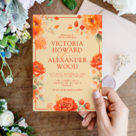 Burnt Orange Blume Hochzeit im Herbst Einladung