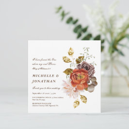 Burnt Orange Blush Gold Floral Christliche Hochzei Einladung