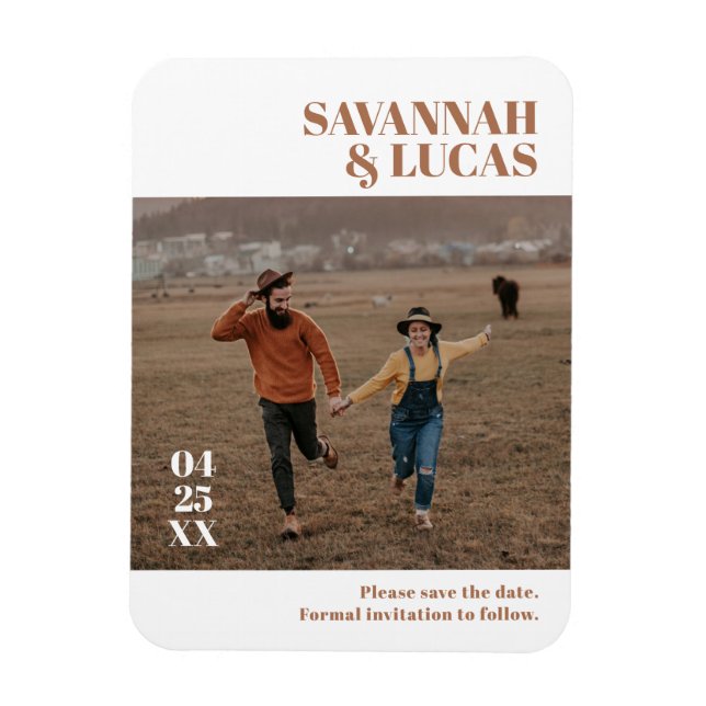 Burnt Orange Boho Foto Save the Date Magnet (Vertikal)