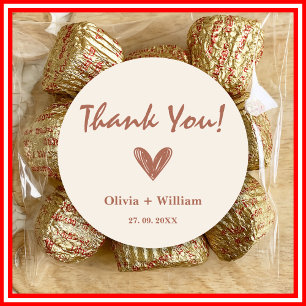 Burnt Orange Boho Gastgeschenke Hochzeiten Heart C Runder Aufkleber