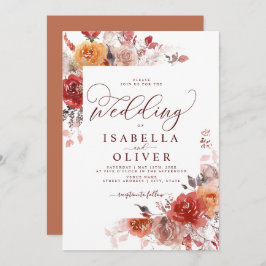 Burnt Orange Boho Terracotta Burgundy Wedding Invi Einladung