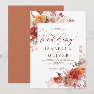 Burnt Orange Boho Terracotta Burgundy Wedding Invi Einladung