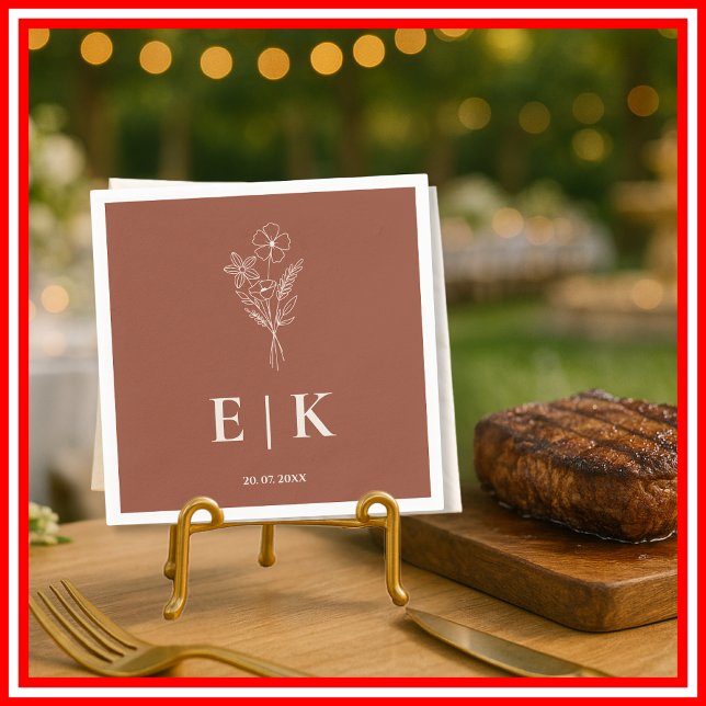 Burnt Orange Boho Terracotta Wildblume Wedding Serviette (Von Creator hochgeladen)