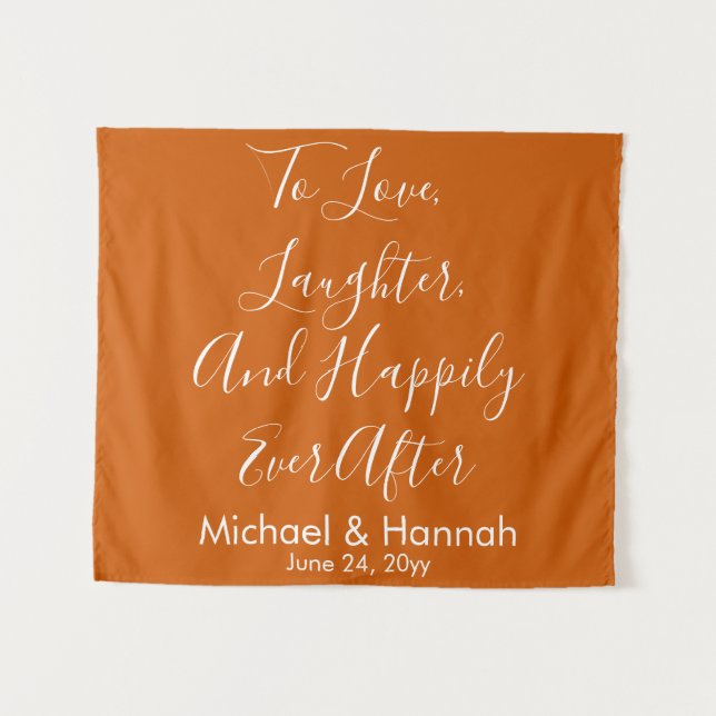 Burnt Orange Boho Wedding Backdrop Empfang Prop Wandteppich (Vorderseite (Horizontal))