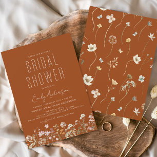 Burnt Orange Boho Wildblume Brautparty Einladung