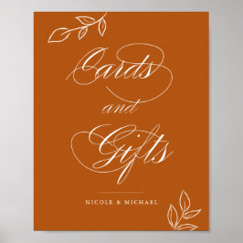 Burnt Orange Botanical Cards & Gifts Wedding Sign Poster