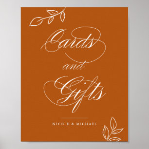 Burnt Orange Botanical Cards & Gifts Wedding Sign Poster