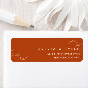 Burnt Orange Botanical Wedding Rücksendeadresse