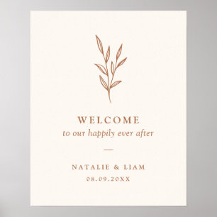 Burnt Orange Botanical Wedding Welcome Sign Poster
