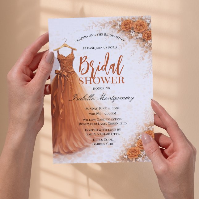 Burnt Orange Bridesmaid Dress Bridal Shower Einladung (Burnt Orange Bridesmaid Dress Bridal Shower Invitations
)