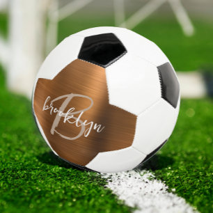 Burnt Orange Brushed Metal Tan Script Monogram Fußball