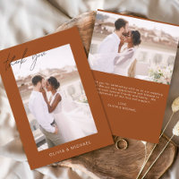 Burnt Orange Budget Wedding Foto Danke Karten
