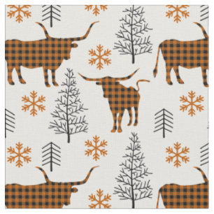 Burnt Orange Buffalo Kariertes länghorn Muster Stoff