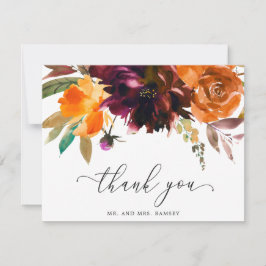 Burnt Orange Burgundy Fall Rustikale Hochzeit Dankeskarte