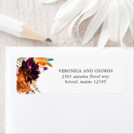 Burnt Orange Burgundy Rustic Floral Rücksendeadres