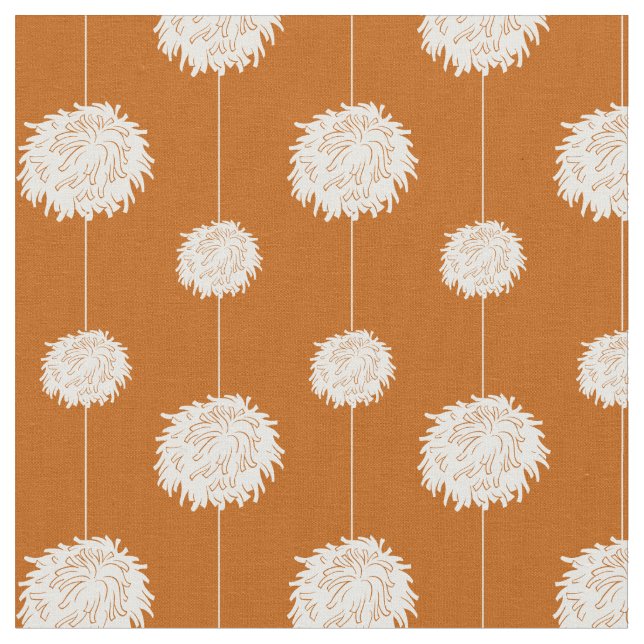 Burnt Orange Cheerleader Pom Pom Pattern Stoff (Nahaufnahme)