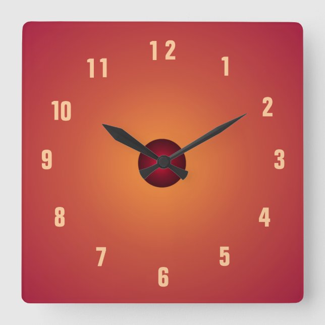 Burnt Orange Clock> Küchenuhren Quadratische Wanduhr (Vorderseite)