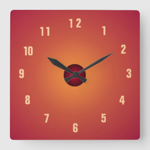Burnt Orange Clock> Küchenuhren Quadratische Wanduhr