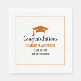 Burnt Orange Congrats Graduation Serviette