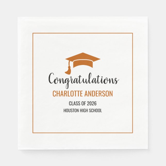 Burnt Orange Congrats Graduation Serviette (Vorderseite)
